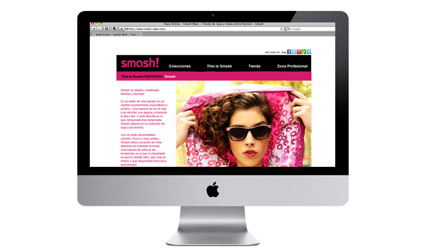 Diseño web, www.smash-wear.com